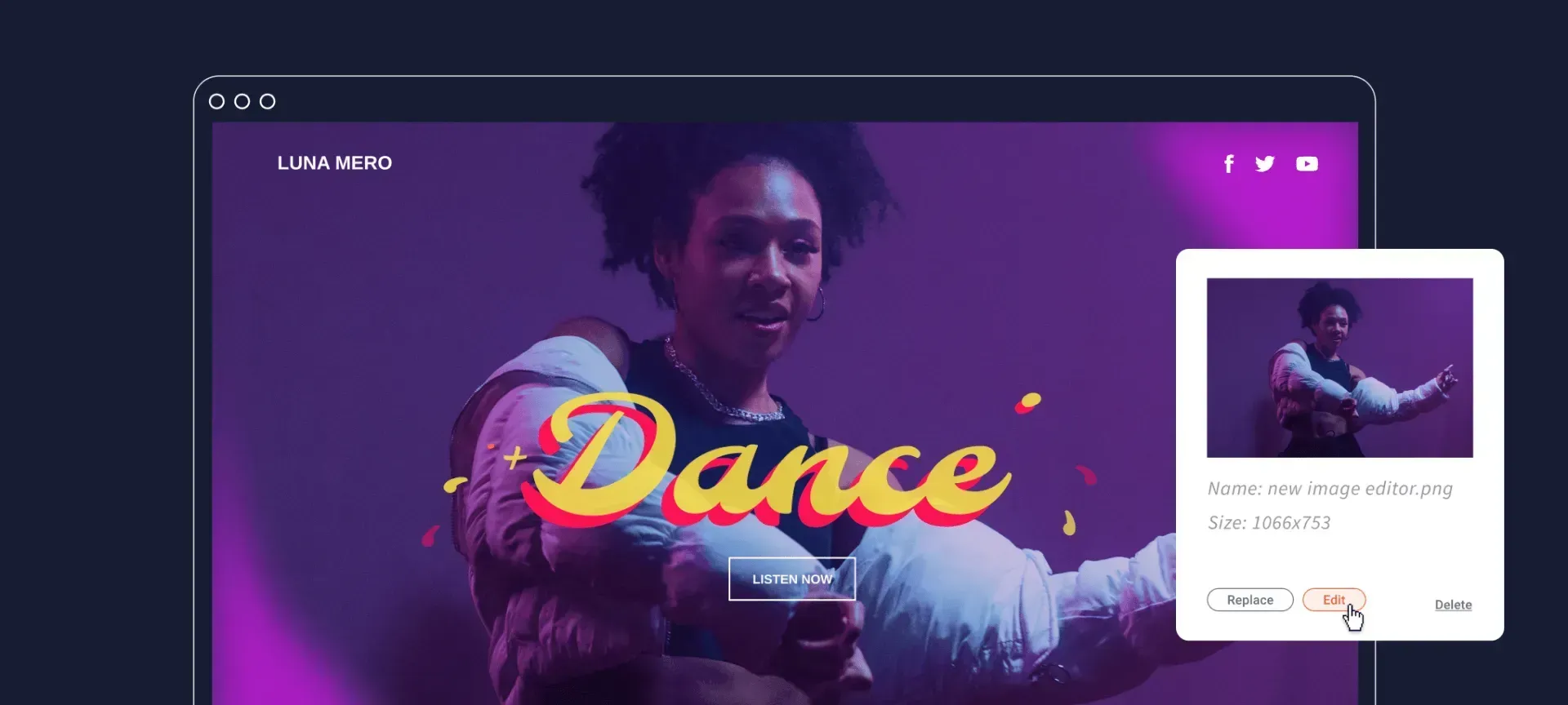 A woman is dancing on a computer screen with the word dance on it.