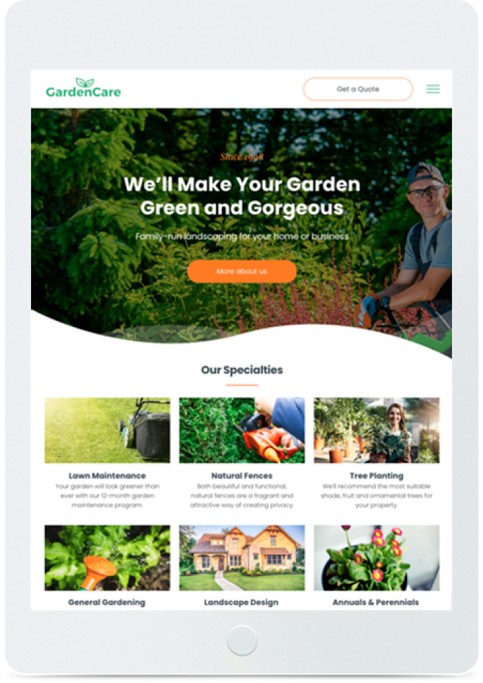 Gardener — tablet view