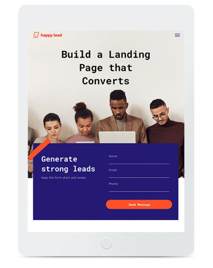 Lead Generation Landing Page — tablet view