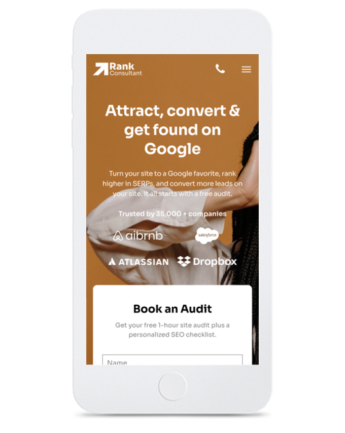 SEO Consultant Landing Page — mobile view
