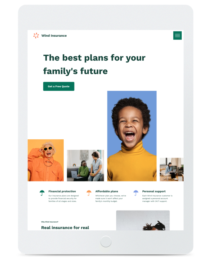 Insurance Company — tablet view
