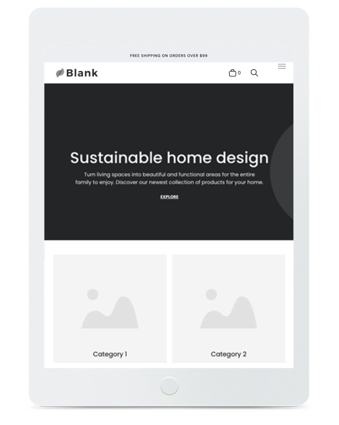 Native Store Wireframe — tablet view