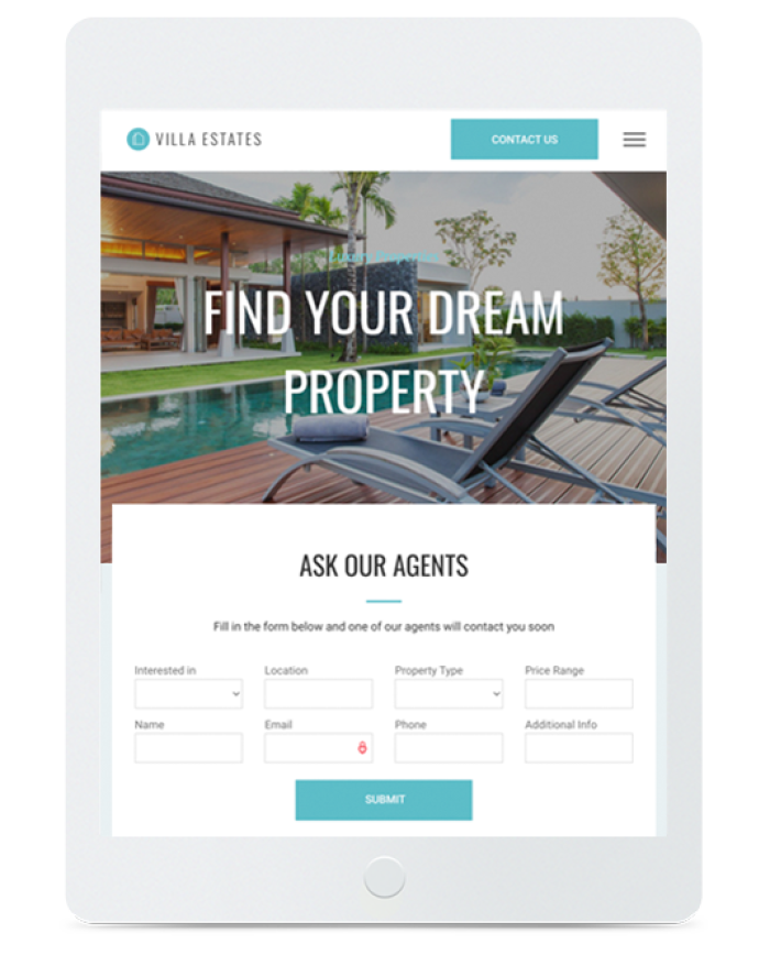 Real Estate — tablet view