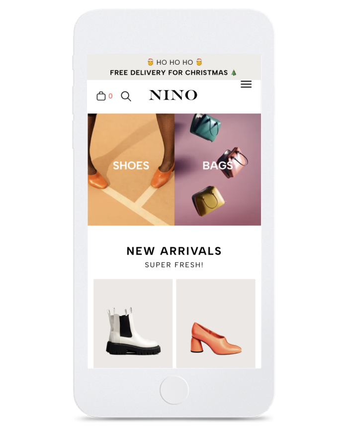 Shoe Store — mobile view