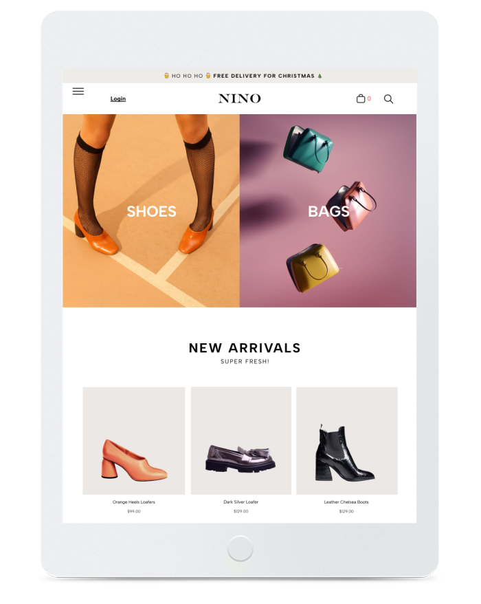 Shoe Store — tablet view