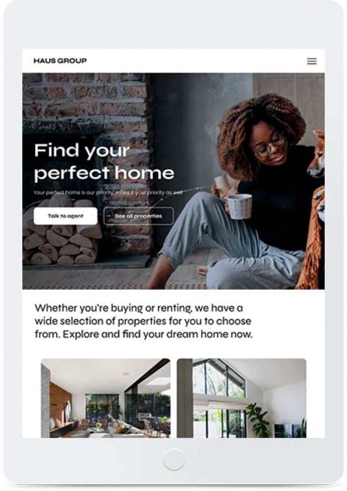 Real Estate Agency — tablet view