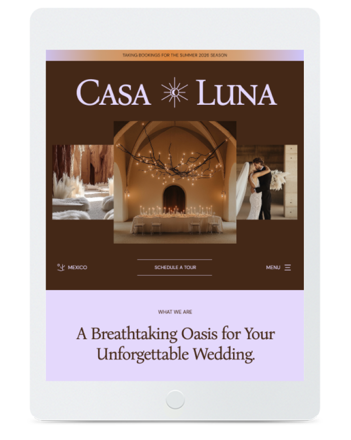 Wedding Venue — tablet view