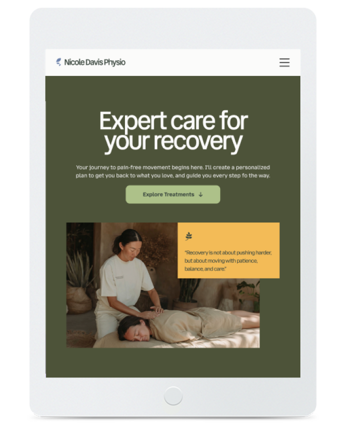 Physiotherapist Treatments — tablet view